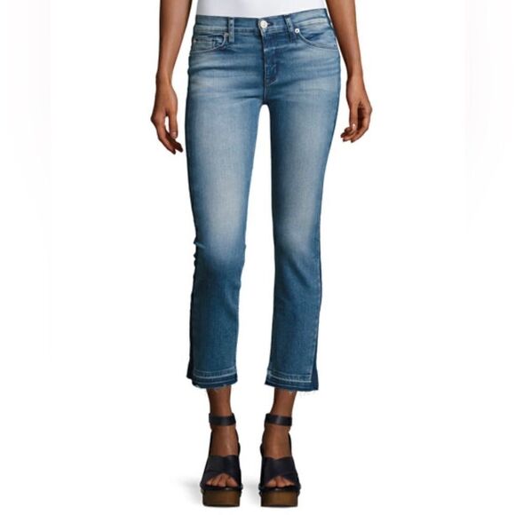Hudson Jeans Midrise Tilda Crop Cigarette Women’s Size 27 Hem Side Detail Denim - Picture 1 of 14
